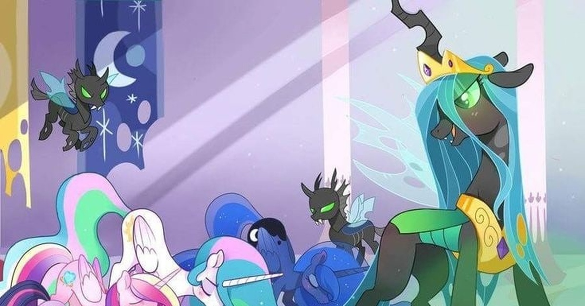 Сладкий сон Кризалис - My Little Pony, Queen Chrysalis, Princess Luna, Princess Celestia, Princess Cadance, Twilight sparkle, Changeling