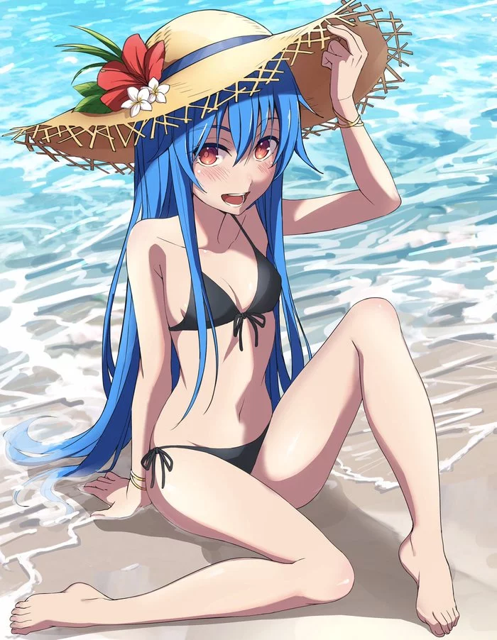 Hinanawi tenshi - NSFW, Touhou, Hinanawi tenshi, Anime art, Anime, Swimsuit, Breast, Hand-drawn erotica, Erotic, , Yoshinatsu