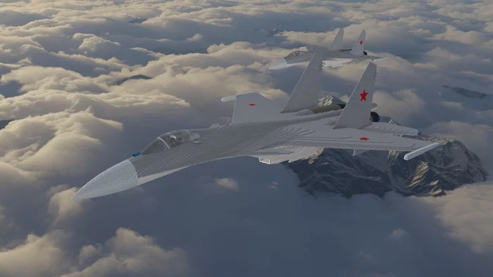Su-37 - master of the sky - My, Minecraft, Airplane, Military aviation, Computer games, Fighter, , Military equipment, Weapon