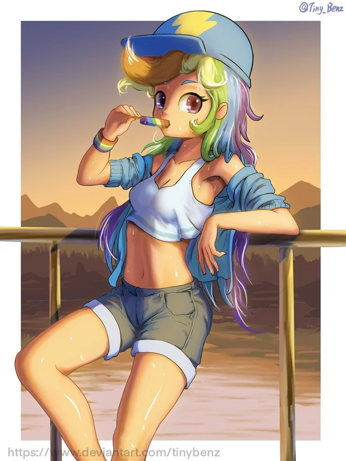 Dasha with ice cream - My little pony, Humanization, Rainbow dash, Tinybenz