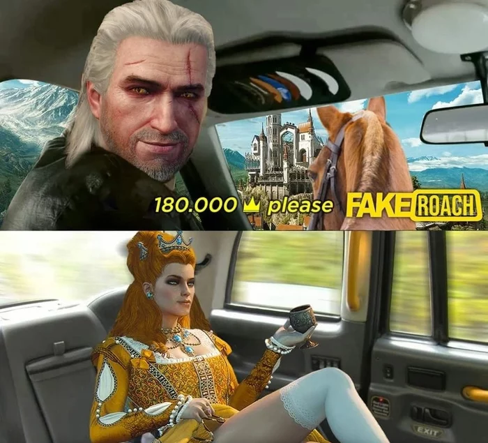 FakeRoach - Witcher, The Witcher 3: Wild Hunt, The Witcher 3: Blood and Wine, Geralt of Rivia, Humor, Anna Henrietta, Roach, Toussaint, , Fake taxi