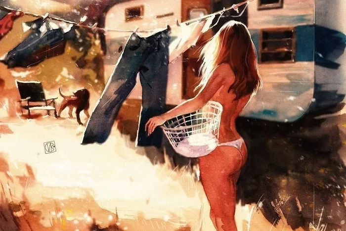 Watercolor by Valeria Kozhukhova - Watercolor, Art, Painting, Longpost, NSFW