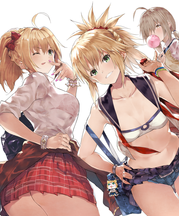 Fate , Anime Art, Fate, Fate Grand Order, Mordred, Nero Claudius, Mysterious Heroine X Alter