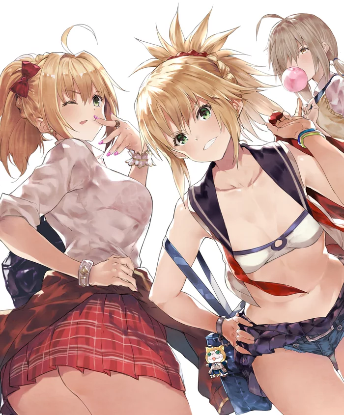 Fate - Anime, Anime art, Fate, Fate grand order, Mordred, Nero claudius, Mysterious Heroine X Alter