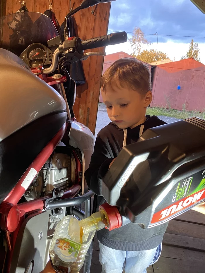 Young Mechanic - My, Moto, Kawasaki, Motul, The photo, Children