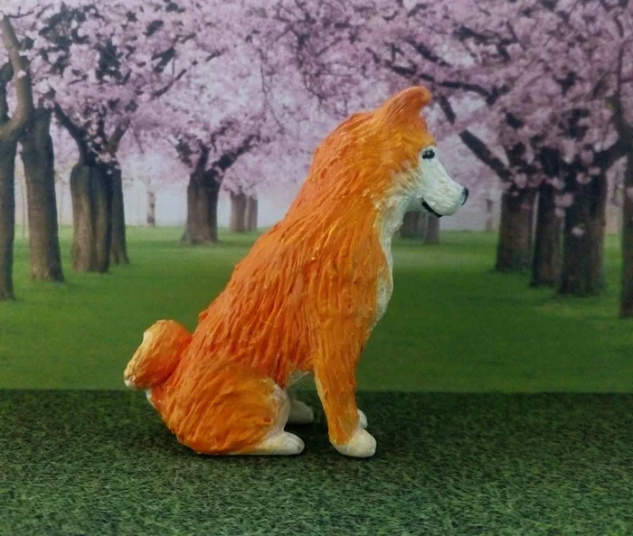 Akita Inu - My, Akita inu, Is sitting, Polymer clay, Longpost