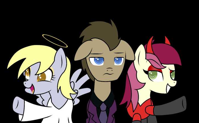 Angel and demon - My little pony, Doctor Whooves, Roseluck, Derpy hooves, Angel, Demon