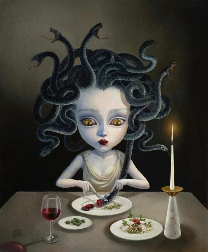 When not for him her rose bloomed - Medusa Gorgon, Painting, Creation, Longpost