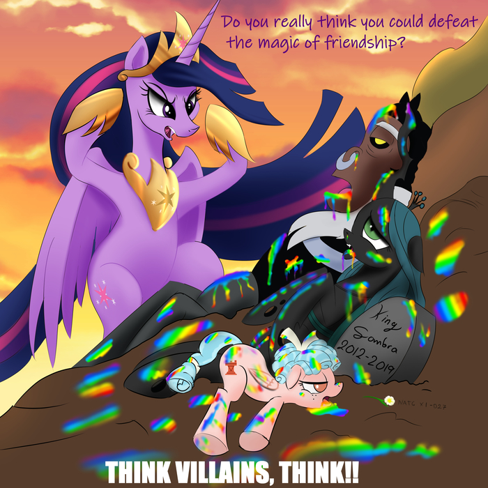   My Little Pony, Ponyart, Queen Chrysalis, Twilight Sparkle, MLP Crossover, Cozy Glow, Tirek,  (), , Think Mark