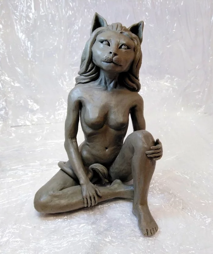 I created this sculpture a year ago, but I'm still happy with the result) - My, cat, Sculpture, Plasticine, PHOTOSESSION, Art, Longpost