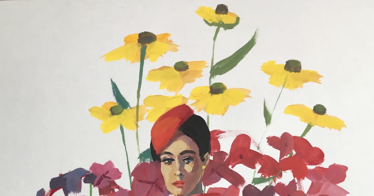 Based on the famous fashion illustration - My, Model business, Tempera, Luboff00, Flowers