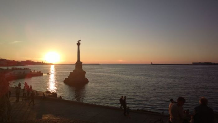 Sunset over the bay - My, Monument to The Sunken Ships, Sevastopol, Sunset