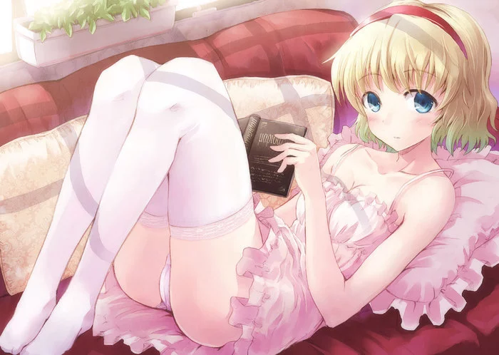 Bookseller - NSFW, Anime, Anime art, Touhou, Alice margatroid, , Girls, Pantsu