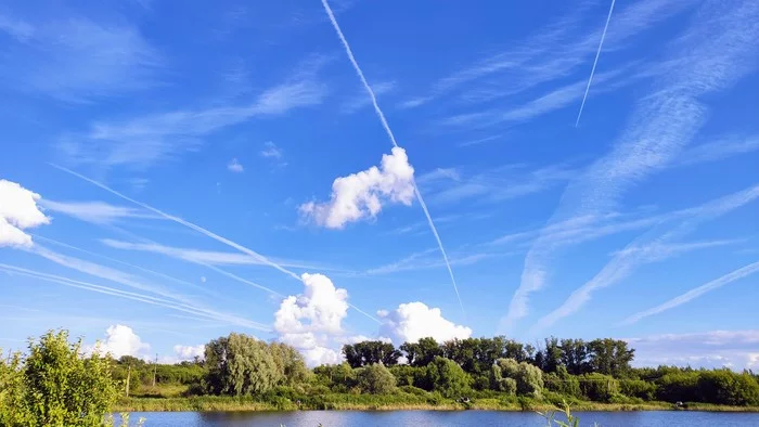 Pond - My, Summer, Sky, Clouds, Pond, moon