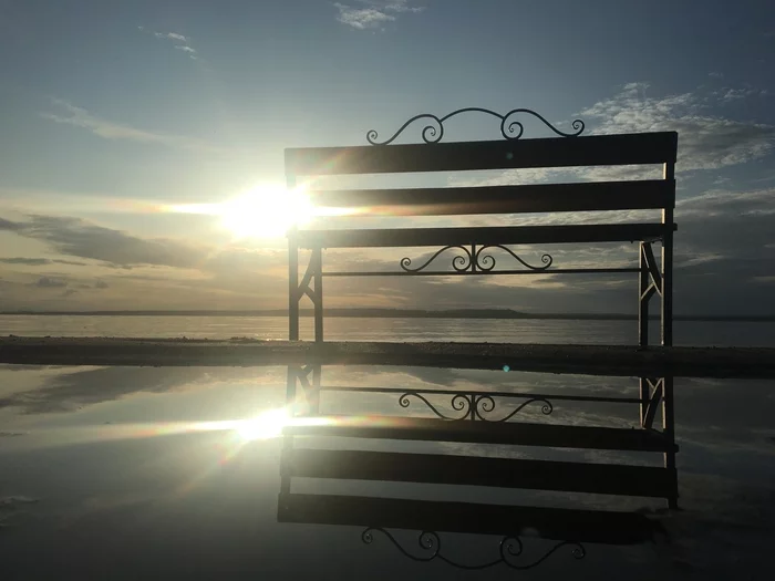 Sunset. - My, Sea, Sunset, Bench