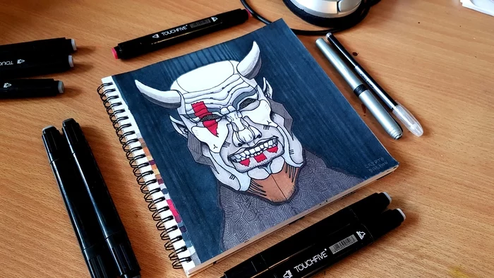 Sketch Crypto daemon - My, Drawing, Sketch, Demon, Sketchbook, Alcohol markers, Marker, Longpost