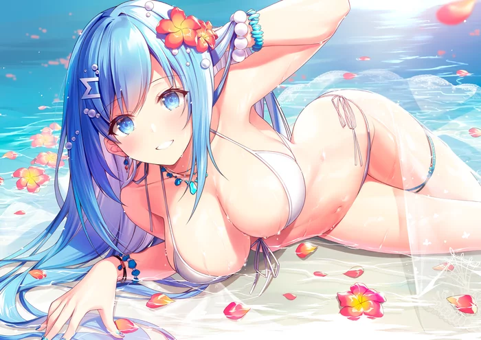 Miku - NSFW, Аниме, Anime Art, Emori Miku Project, Emori Miku, Купальник