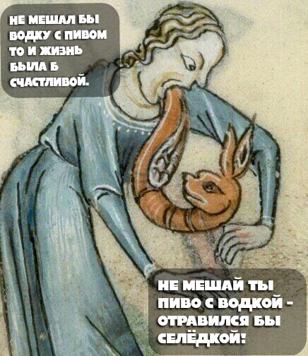 I wanted to cough, but I felt sick... - Suffering middle ages, Miniature, Strange humor, Alcohol, Mixing, Memes, Rhyme