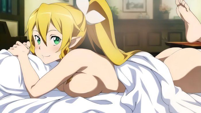 Скууучно! - NSFW, Аниме, Anime Art, Sword Art Online, Suguha Kirigaya, Девушки, Нагота, Сиськи, Попа, , Блондинка
