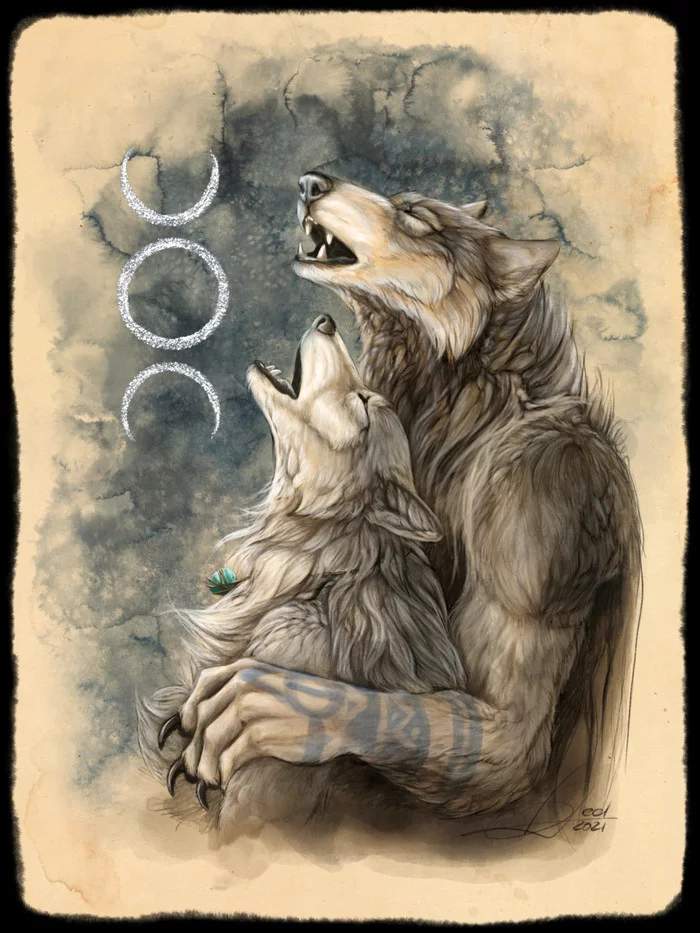 Howl at the moon - Furry, Anthro, Art, Furry wolf, Steel, Werewolves