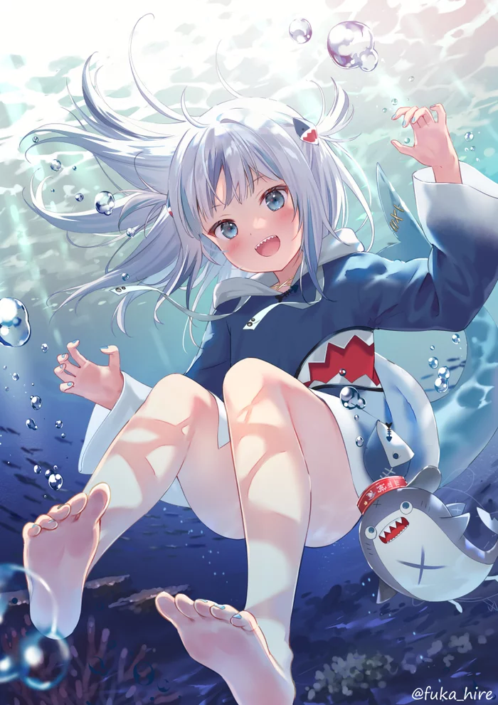 Gawr!! - Аниме, Anime Art, Virtual YouTuber, Gawr Gura, Hololive, Pixiv