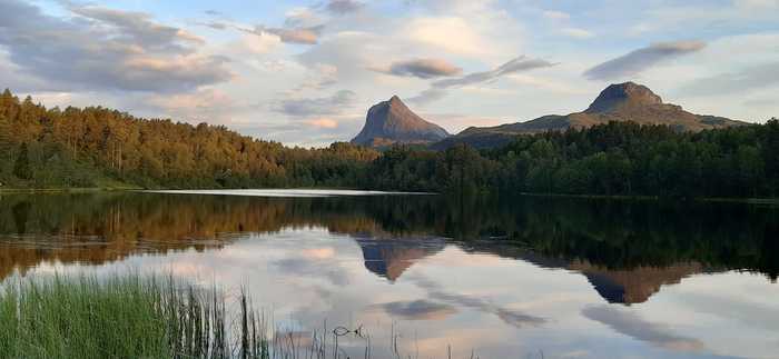 Morning on the lake - My, dawn, Lake, Mobile photography, The mountains, Norway, Nature