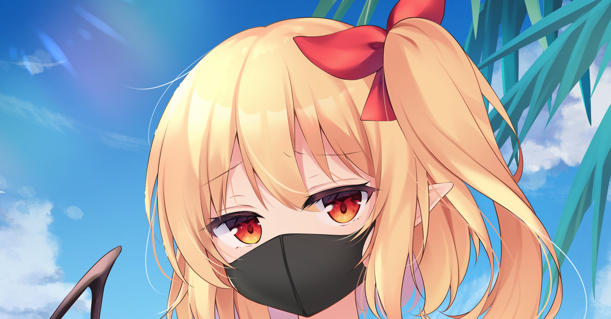 Flandre scarlet - NSFW, Touhou, Flandre scarlet, Anime art, Anime, Miy, Swimsuit, Breast, Medical masks, , Hand-drawn erotica, Erotic, Longpost