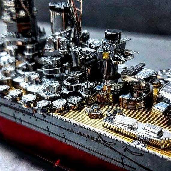 New metal model. Yamato part 2 scale 1:900 - My, Metal, Metal, Hobby, Relaxation, Rukozhop, Ship, Battleship Yamato, Yamato, , Crooked hands, Longpost