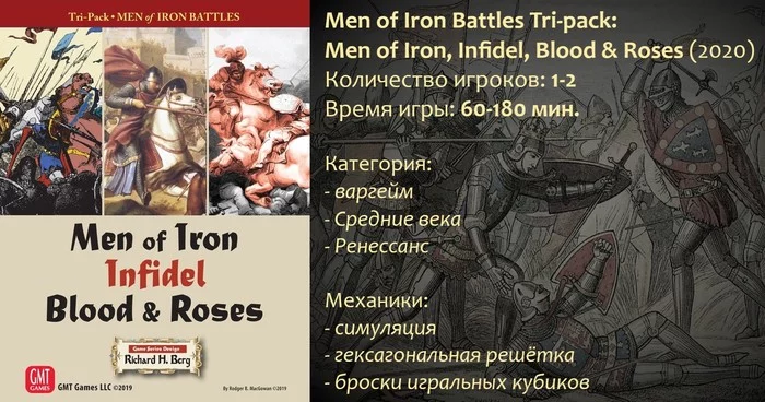 Men of Iron Battles Tri-pack: Men of Iron, Infidel, Blood & Roses - My, Board games, Desktop wargame, Hobby, Story, Middle Ages, Military history, Video, Longpost