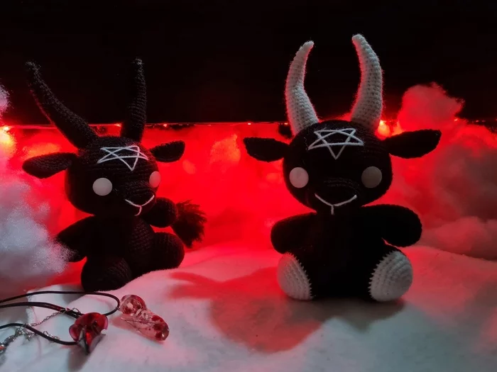 Good Baphomets - My, Knitting, Crochet, Knitted toys, Amigurumi, With your own hands, Handmade, Needlework without process, Needlework, , Baphomet, Toys, Longpost