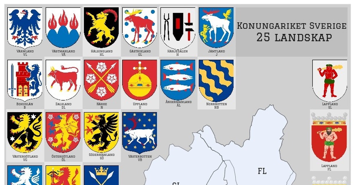 Territorial division of Sweden. - My, Sweden, Kingdom, Cards, North, Scandinavia, Coat of arms, Heraldry, Regions, , Provinces, Longpost, Finland