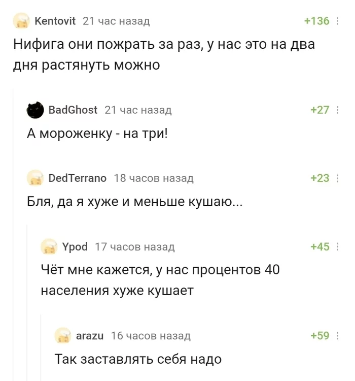 Недоедают они - зажрались! - Скриншот, Комментарии на Пикабу, Питание