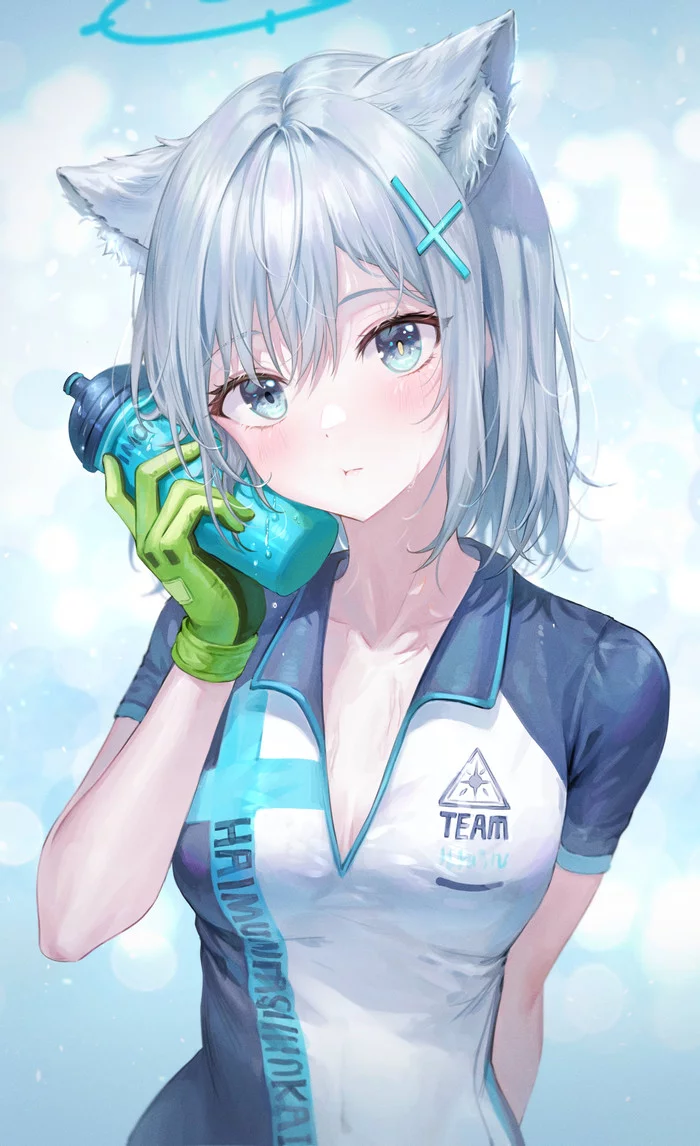 Sunaookami Shiroko - Аниме, Anime Art, Sunaookami Shiroko, Blue archive, Игры, Арт, Девушки, Animal Ears