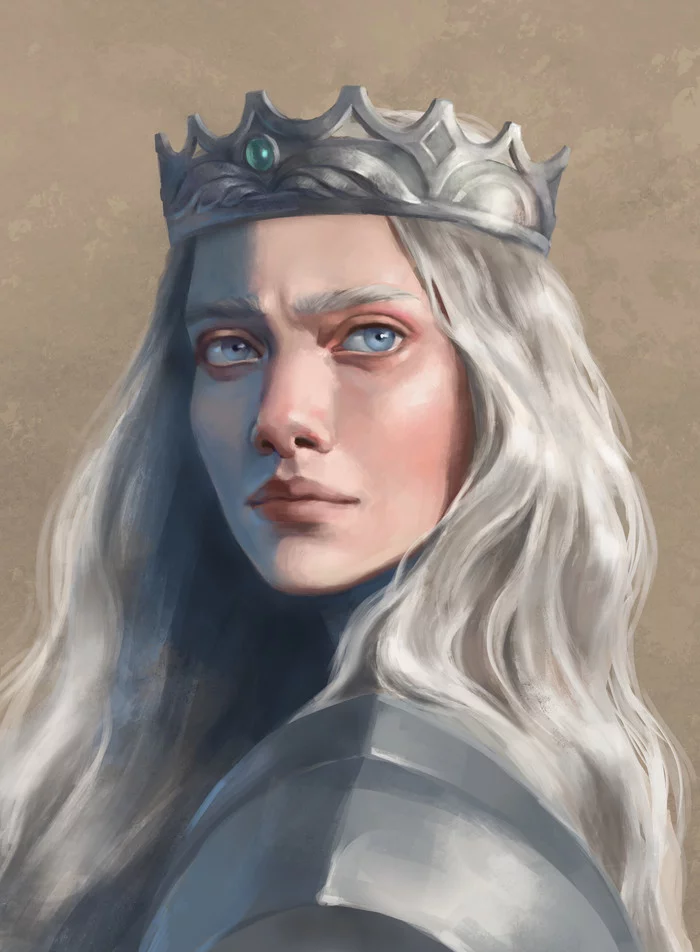 Silver Queen - Drawing, Girls, Queen, Knight, Art, Longpost, Knights