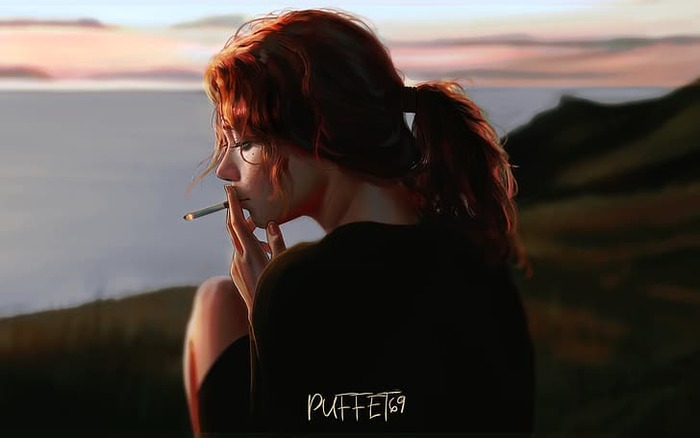 Art - Girls, Art, Wallpaper, Drawing, Art, Modern Art, Cigarettes, Smoking