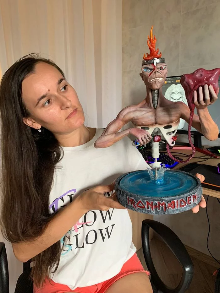 Figurine Iron Maiden in detail - My, Iron maiden, 3D, 3D modeling, 3D printer, 3D печать, Zbrush, Statuette, With your own hands, , Needlework with process, Epoxy resin, Workshop, Video, Longpost