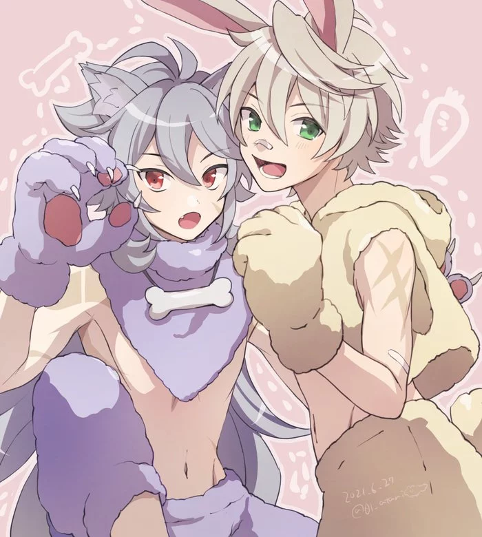 Bennet and Razor - Anime, Anime art, Genshin impact, Bennett, Razor, Shipping, Senen-Ay, Gays, , Femboy, Longpost