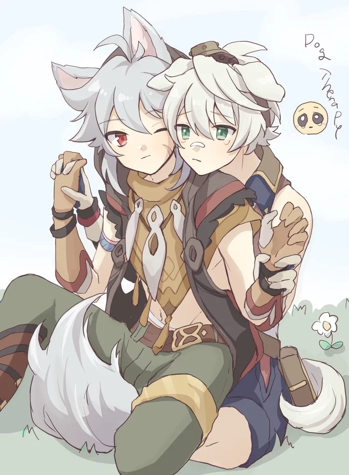 Bennet and Razor - Anime, Anime art, Genshin impact, Bennett, Razor, Shipping, Senen-Ay, Gays, , Femboy, Longpost