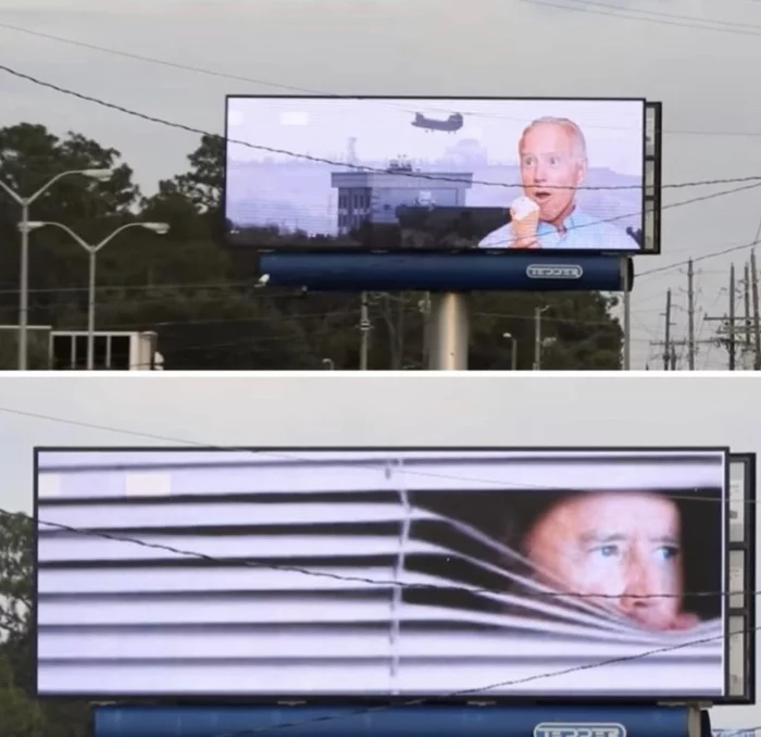 Hackers hacked into a billboard and showed memes about Joe Biden and the withdrawal of American troops from Afghanistan - Memes, Politics, Joe Biden, Afghanistan, Sarcasm, Billboard