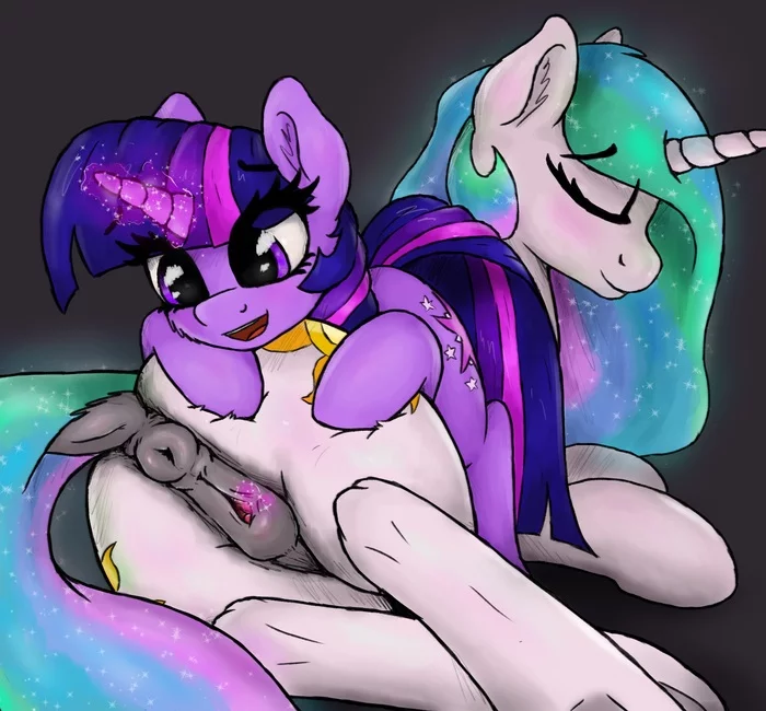 Любопытство - NSFW, My Little Pony, MLP Explicit, MLP anatomically correct, MLP Lesbian, Twilight sparkle, Princess Celestia, Dosh, Шиппинг