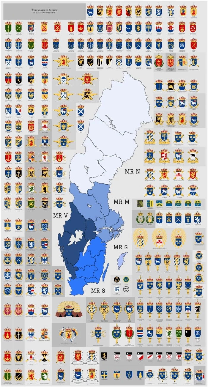 Military administrative division of Sweden. - My, North, Sweden, Defense, Army, Fleet, Aviation, Cards, Scandinavia, , Heraldry, Coat of arms, Flag, Navy, Navy, Air force, Army, General Staff, Politics, NATO, UN, Afghanistan, Longpost