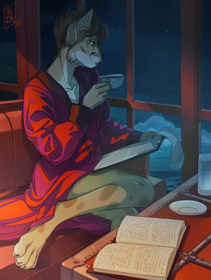 Near the window - Furry, Anthro, Art, Furry lynx, El-Ricado