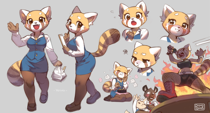Retsuko &Haida , Furry Red Panda, Furry hyena, Aggressive retsuko, Popodunk, , 