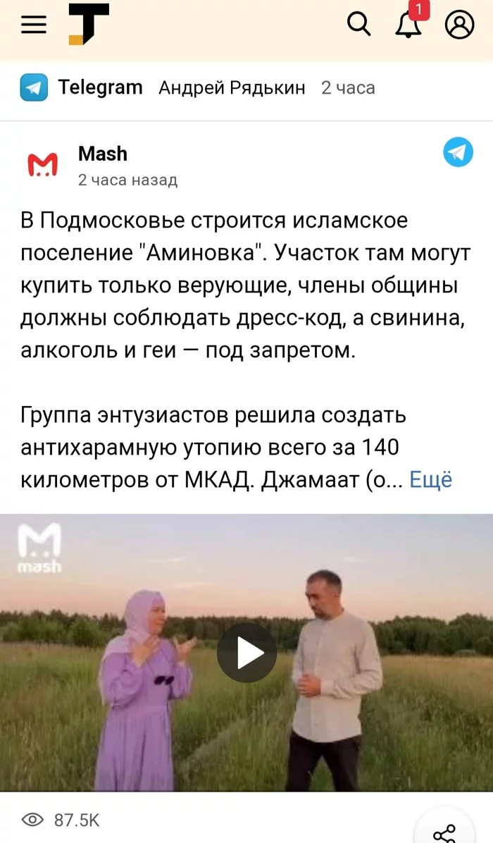 A malignant tumor will soon appear in the Moscow region, which is likely to grow and spread its metastases to the whole of Russia - Telegram, news, Repeat, Muslims, Подмосковье, Community, Islam, Terrorism, Longpost, , Screenshot