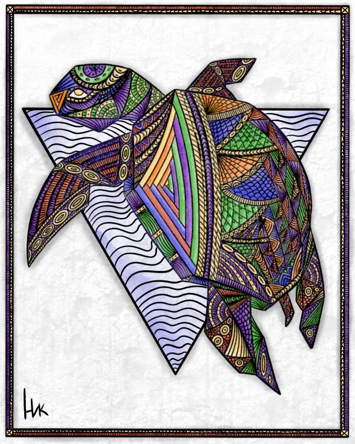 Dimensional Turtle - My, Turtle, Drawing, Digital drawing, Answer