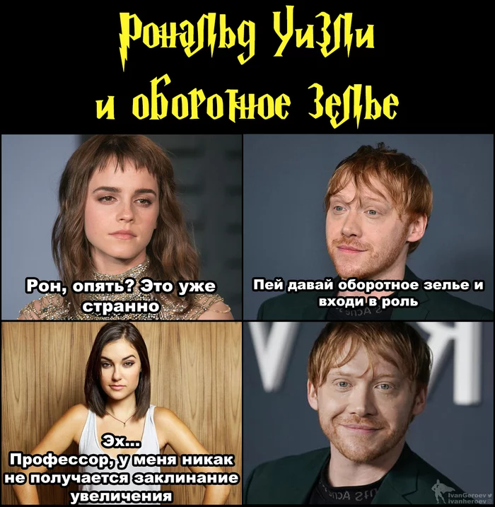 Get out your magic wands - My, Harry Potter, Memes, Humor, Саша Грей, Negotiable potion, Ron Weasley