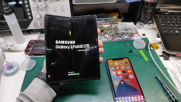 История одного убийства. Samsung fold 2 xD Ремонт телефона, авария, реболлинг, Bga, пайка, разблокировка, Samsung, Galaxy Fold, Longpost