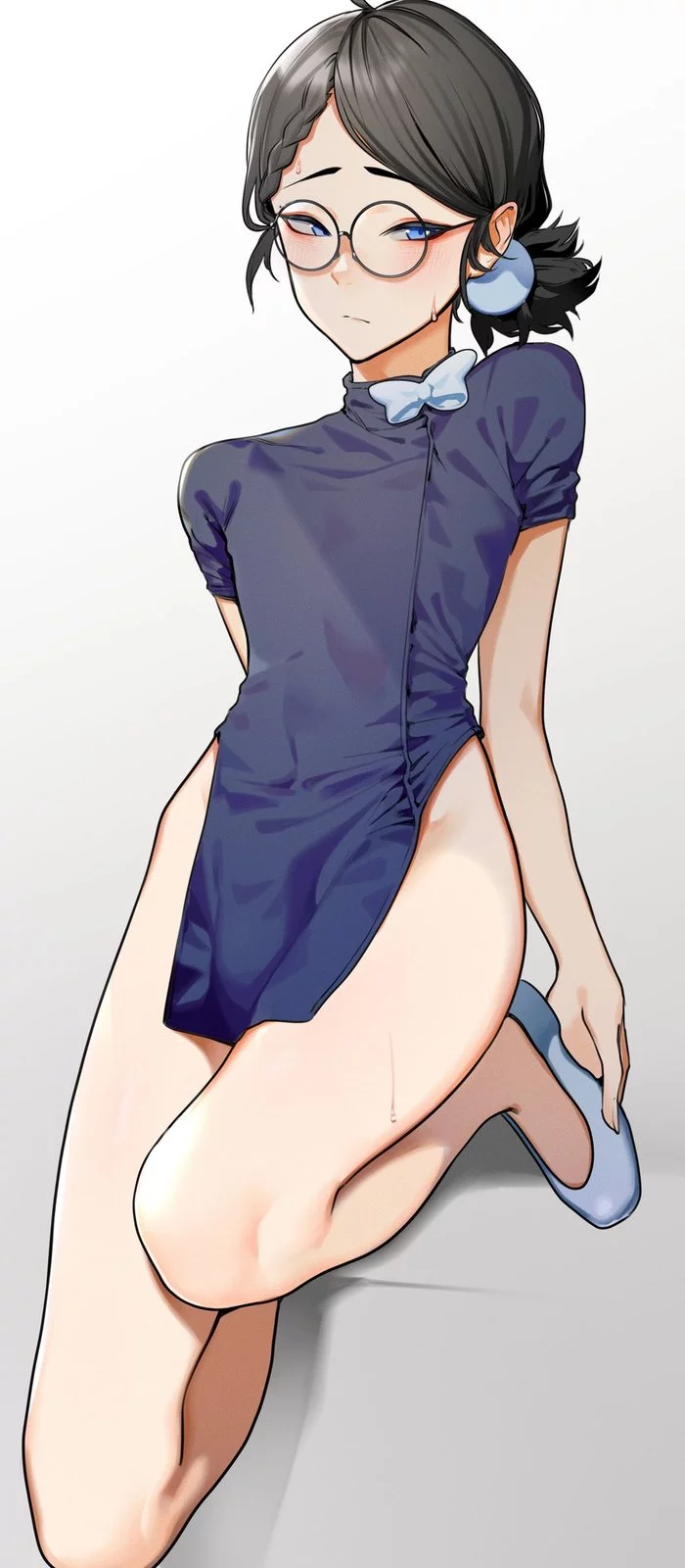 Shy girl in a cute dress - Its a trap!, Anime art, Anime trap, , Longpost, Trap Art, Qipao