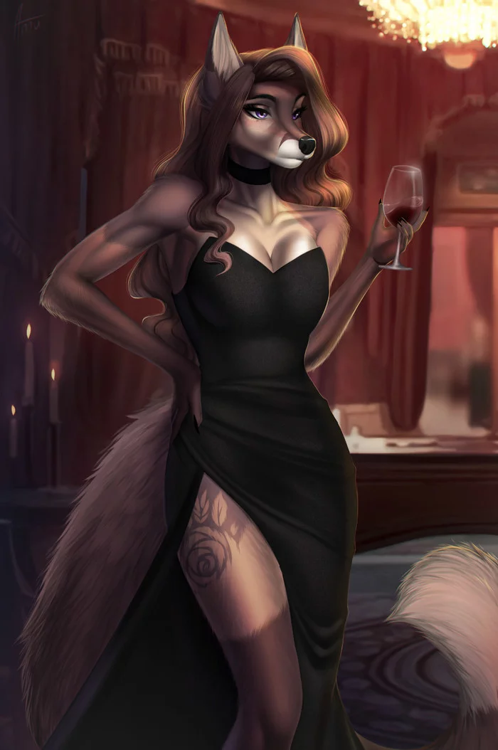 Luxury lady - Furry, Anthro, Art, Furry wolf, Amur