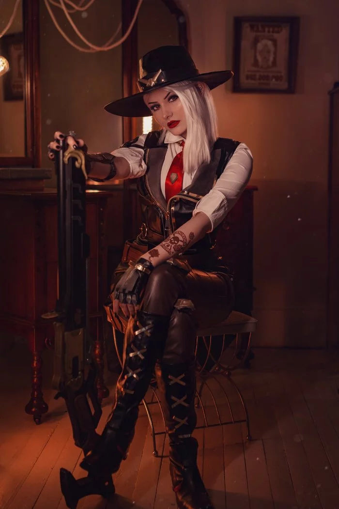 Ashe by Ri_care - NSFW, Girls, Games, Overwatch, Ashe, Cosplay, Erotic, Underwear, Booty, Longpost